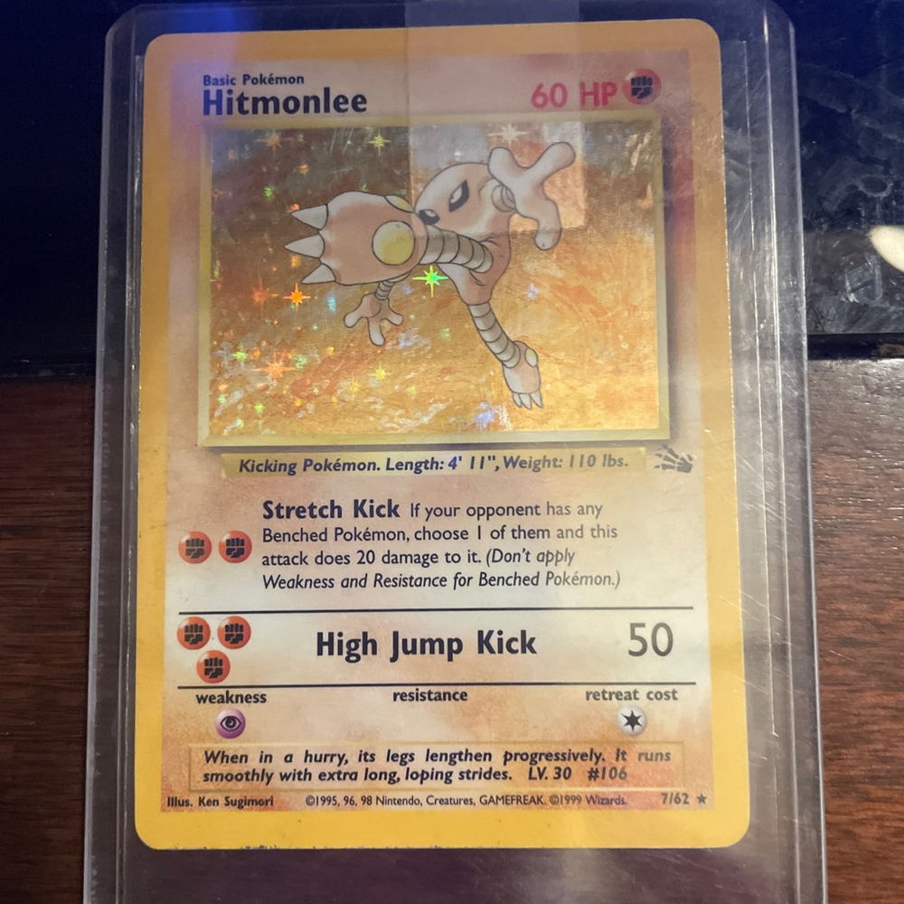 Pokémon Hitmonlee Holo 1999 Base Set Trading Card One Size Beige Yellow